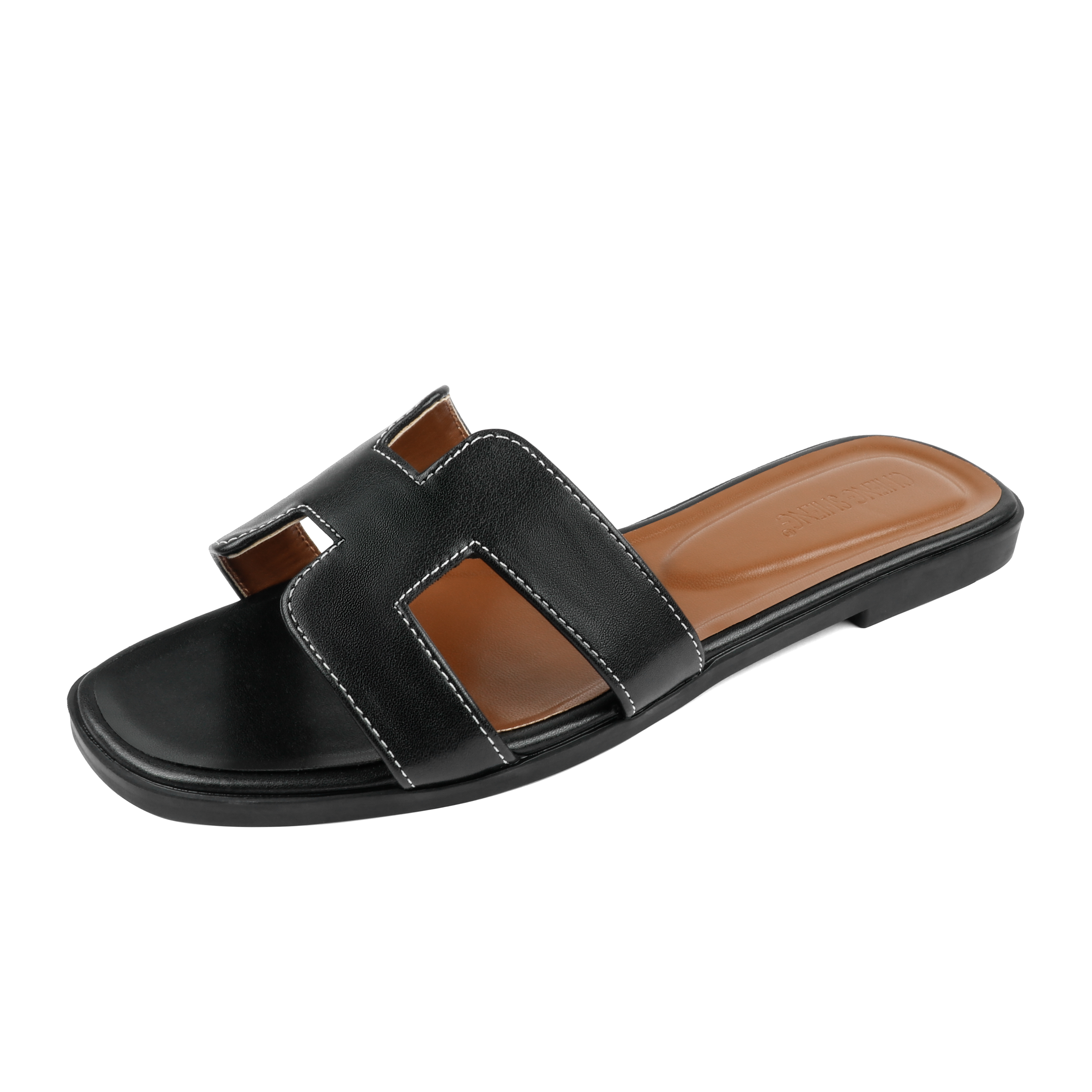 H-shape Leather Slipper-vocosishoes