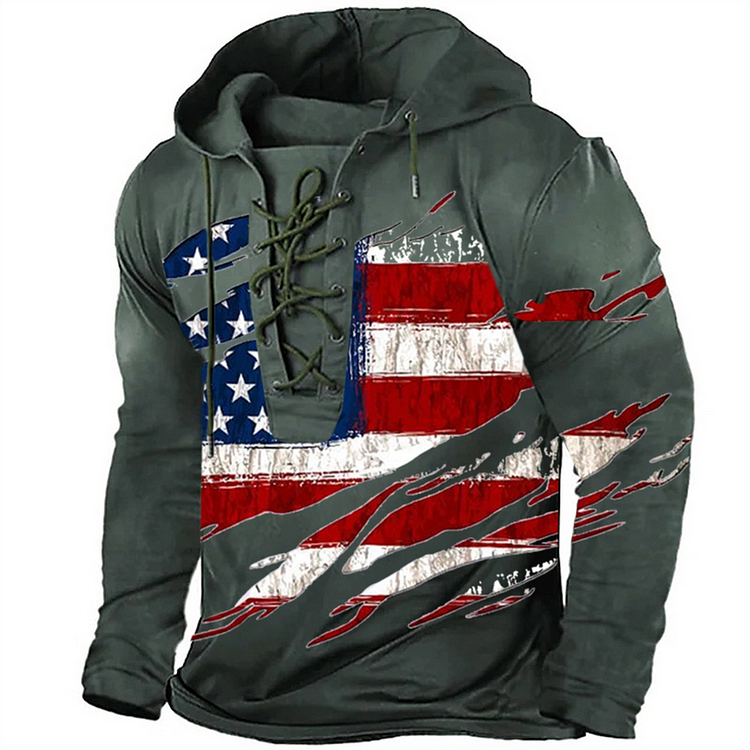USA Distressed Waving Flag Retro Hoodie