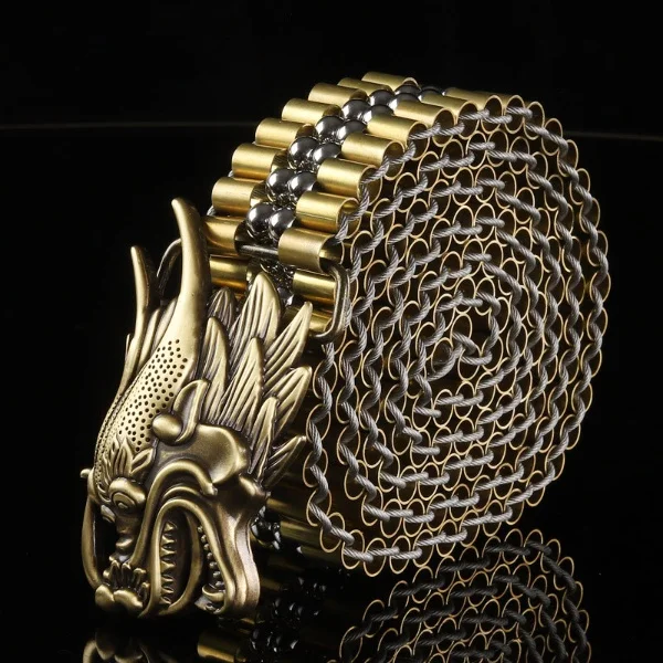 Men's Luxury Copper Dragon Buckle Metal Belt
