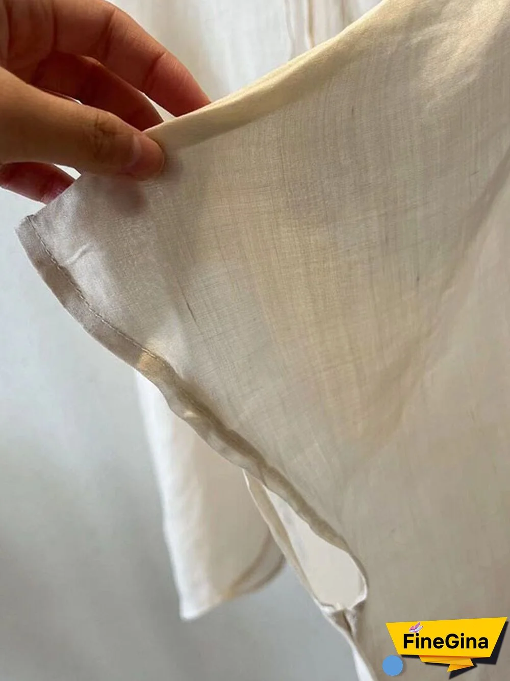 Batwing Sleeves Loose Lace-Up See-Through Solid Color Stand Collar Shirts Tops