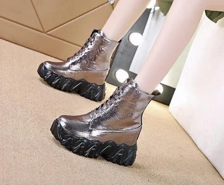 NEW Brand Woman Martin Boots Heel Shoes Women Sneakers Lace Up Winter Autumn Hidden Heels Shoes Daily Short Boots Woman Trainers