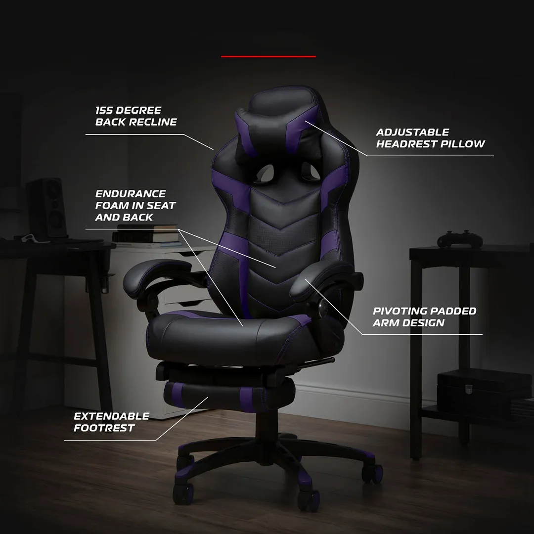  360 degree swivel adjustable headrest lumbar support ergonomic gaming chair