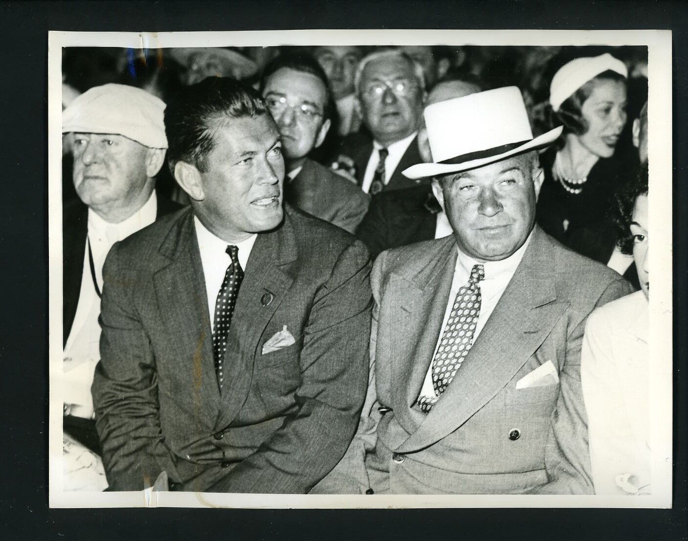 Boxer Gene Tunney & Bernard Gimbel at Braddock Louis fight 1931 Press Photo Poster painting