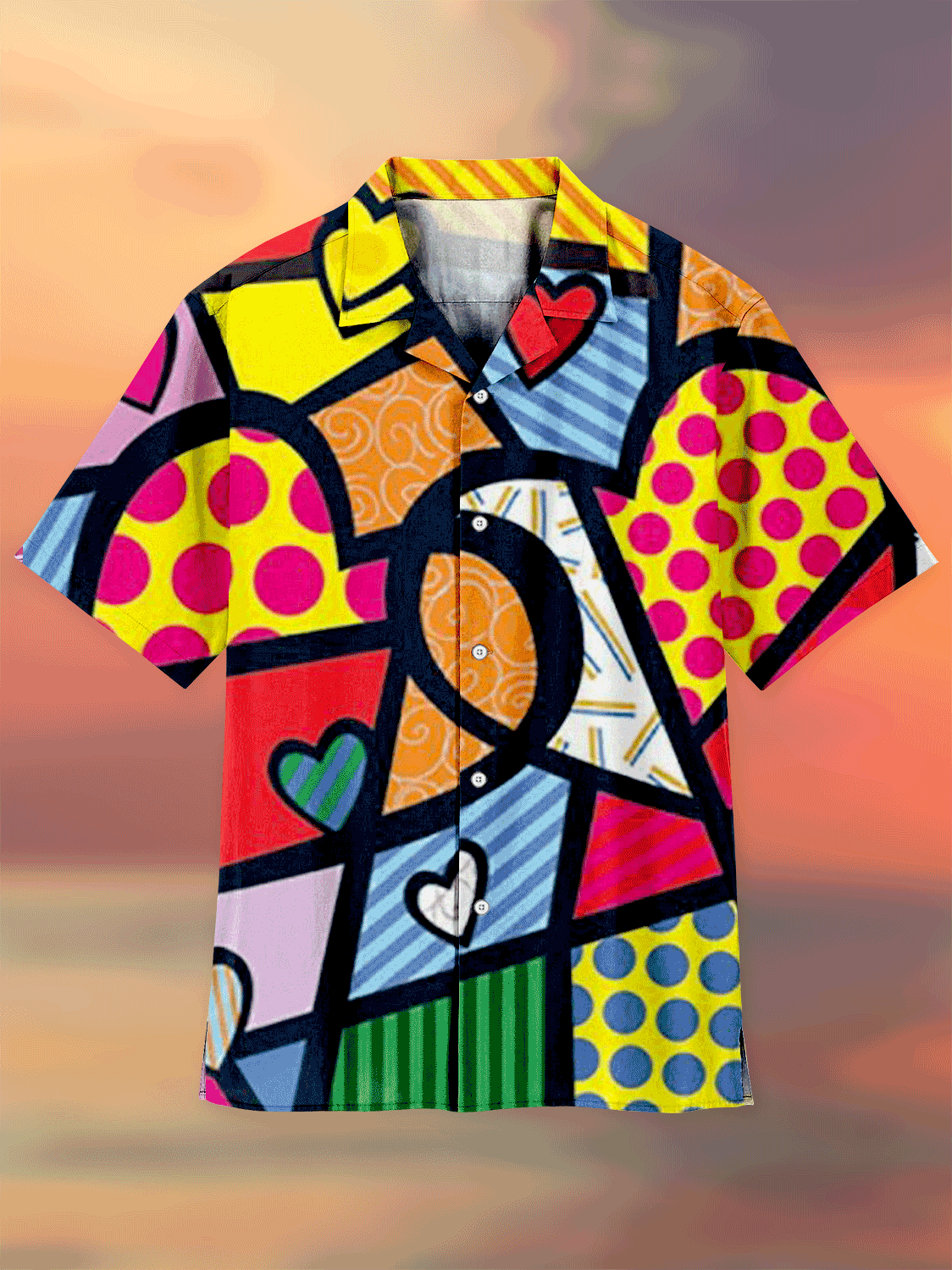 Fun Cartoon Valentine's Day Print Hawaiian Shirt PLUSCLOTHESMAN