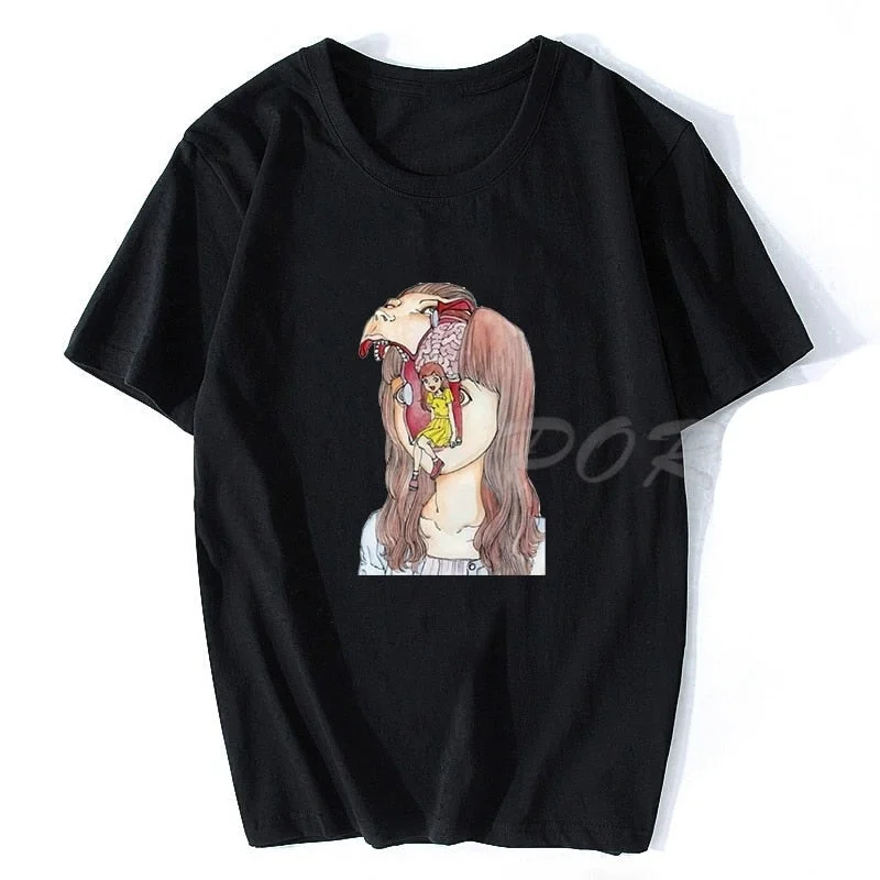 Back to college Man Manga Junji Ito T Shirts Shintaro Kago Girl Tees Shirt Top Design Short-Sleeved Aesthetic Japanese Anime Shirt Graphic Tees
