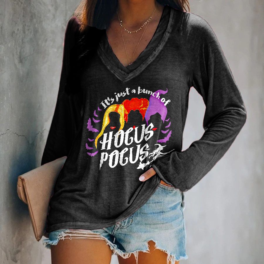 It's Just A Bunch Of Hocus Pocus Printed Long Sleeves T-shirt