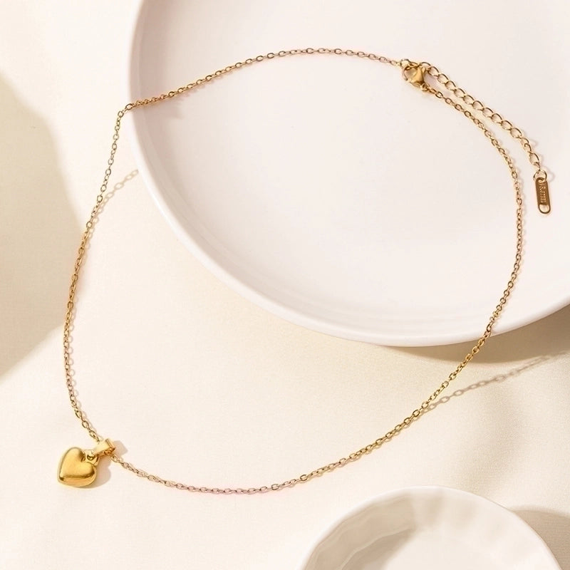 Elegant Minimalist Heart Shape 304 Stainless Steel 18K Gold Plated Plating Hollow Out Pendant Necklace