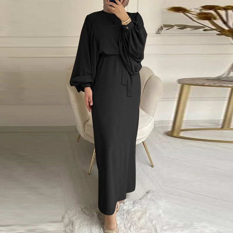 ZANZEA Women Long Sleeve Casual Muslim Dress Vintage Dubai Turkey Caftan Marocain Eid Mubarek Abaya Hijab Dress Islamic Clothing