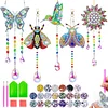 5Pcs DIY Diamond Painting Wind Chimes Crystal Window Suncatcher Craft Set Birthday Gifts Home Garden Decor