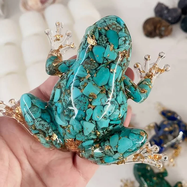 Olivenorma Crystal Resin Frog Ornament Gemstone Decoration