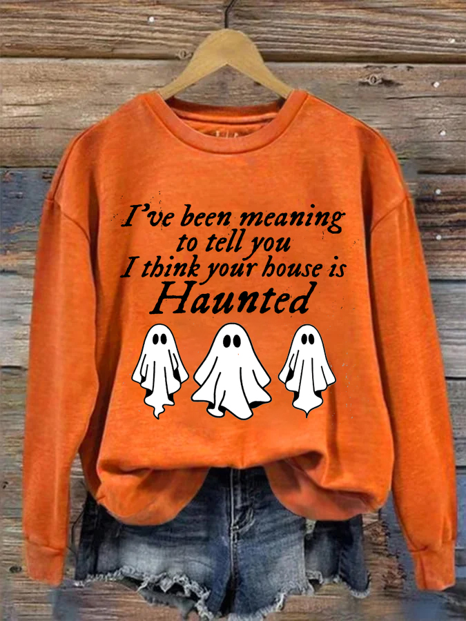 I've Been Meaning To Tell You I Think Your House Is Haunted Iyrics Ghost Print Hoodie