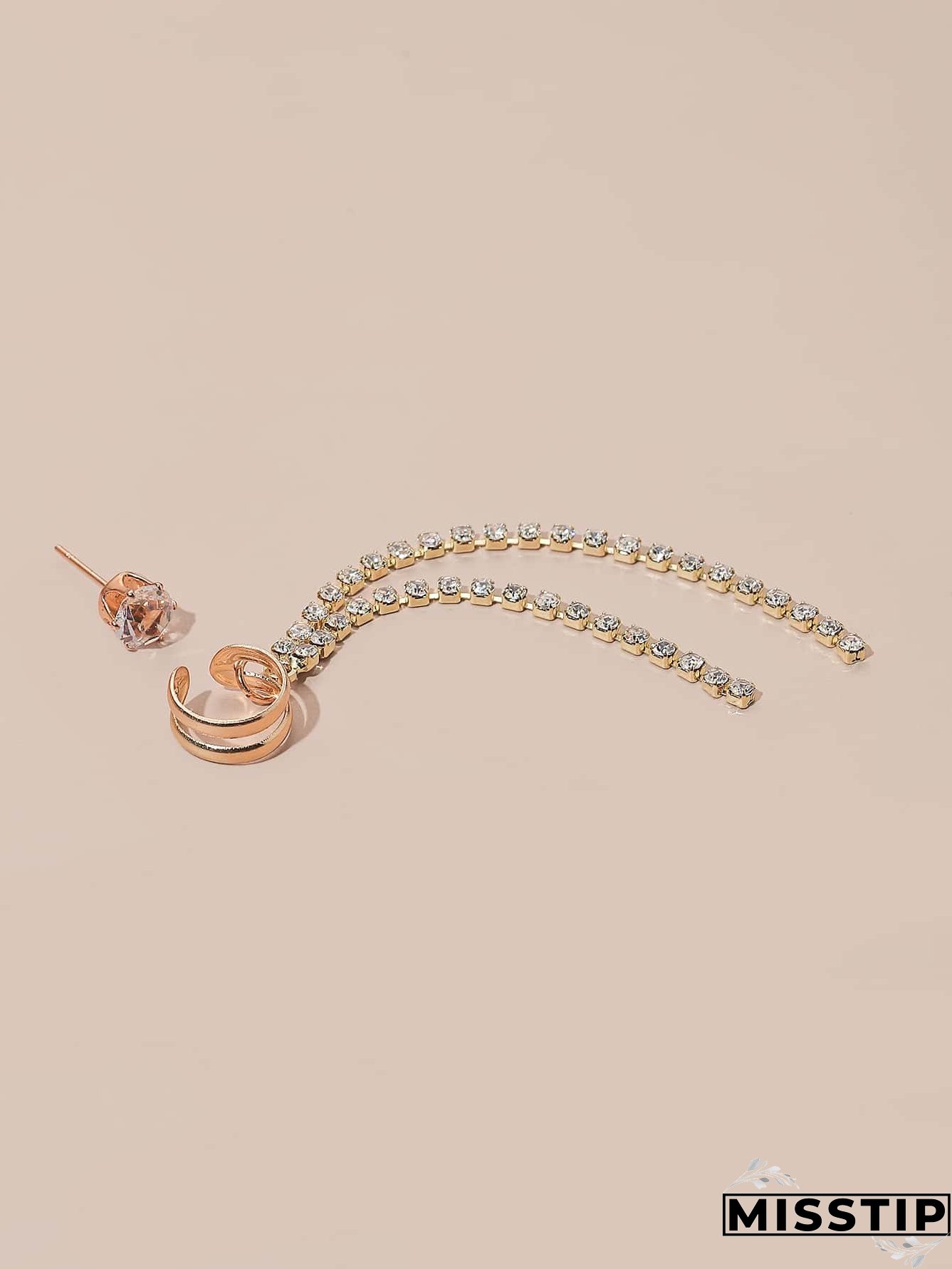 2pcs Rhinestone Tassel Decor Earrings