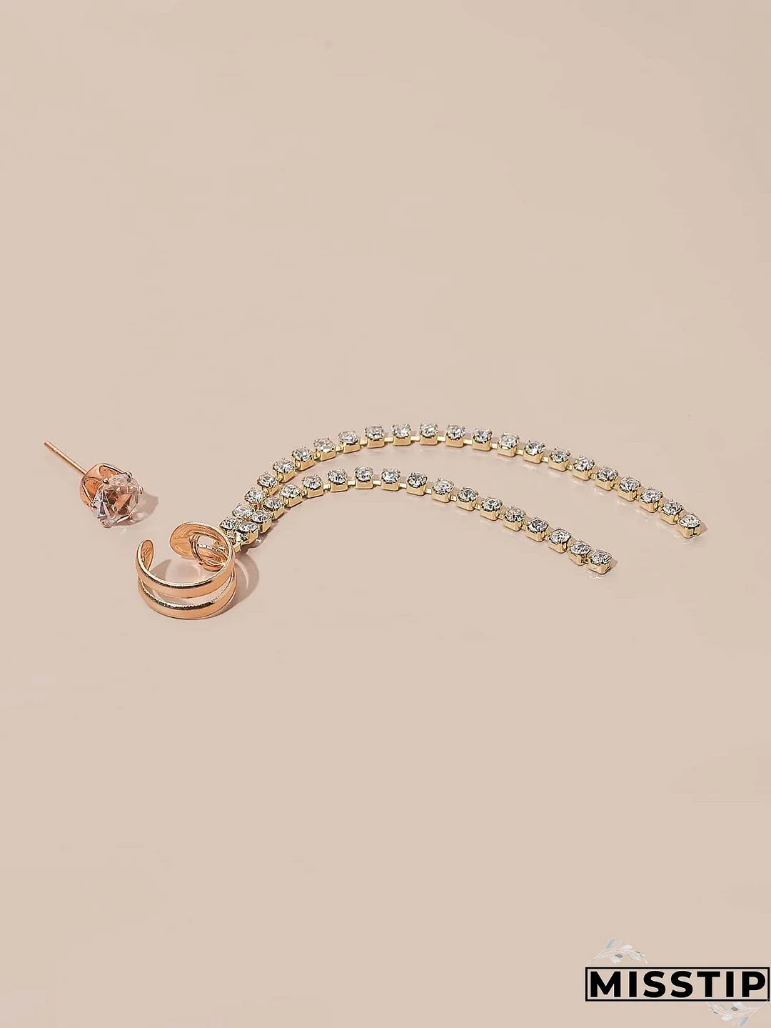 2pcs Rhinestone Tassel Decor Earrings