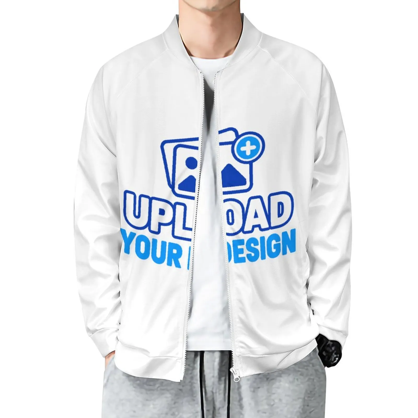 Men's Shoulder-Gusset Round Neck Zipper Shirt custom product view 8