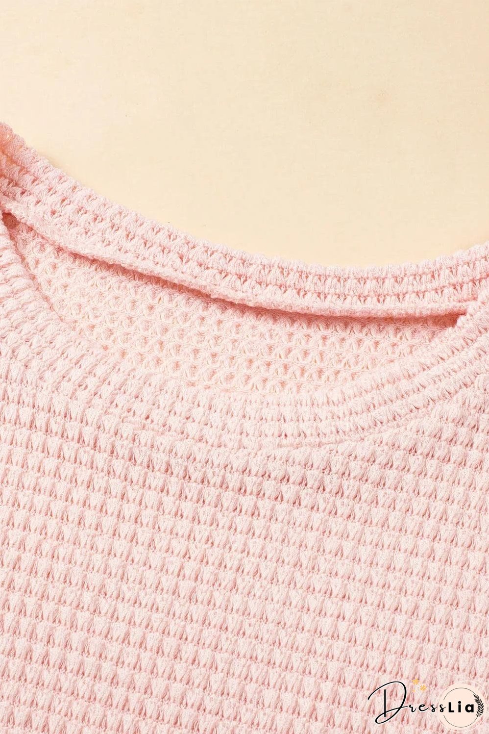 Pink Fringe Trim Textured Short Two Piece Set