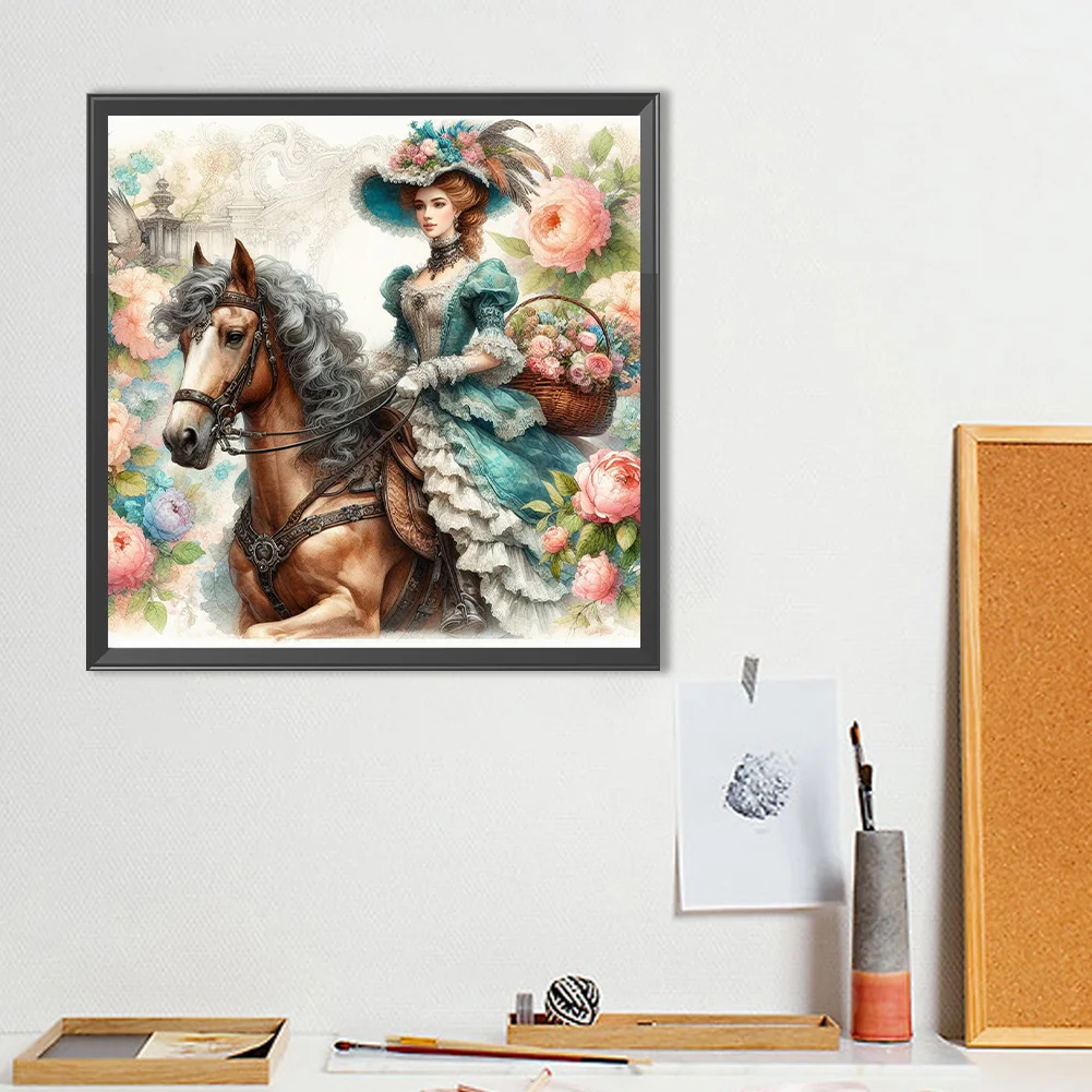 Diamond Painting - Full Round Drill - Horse Girl(Canvas|40*40cm)