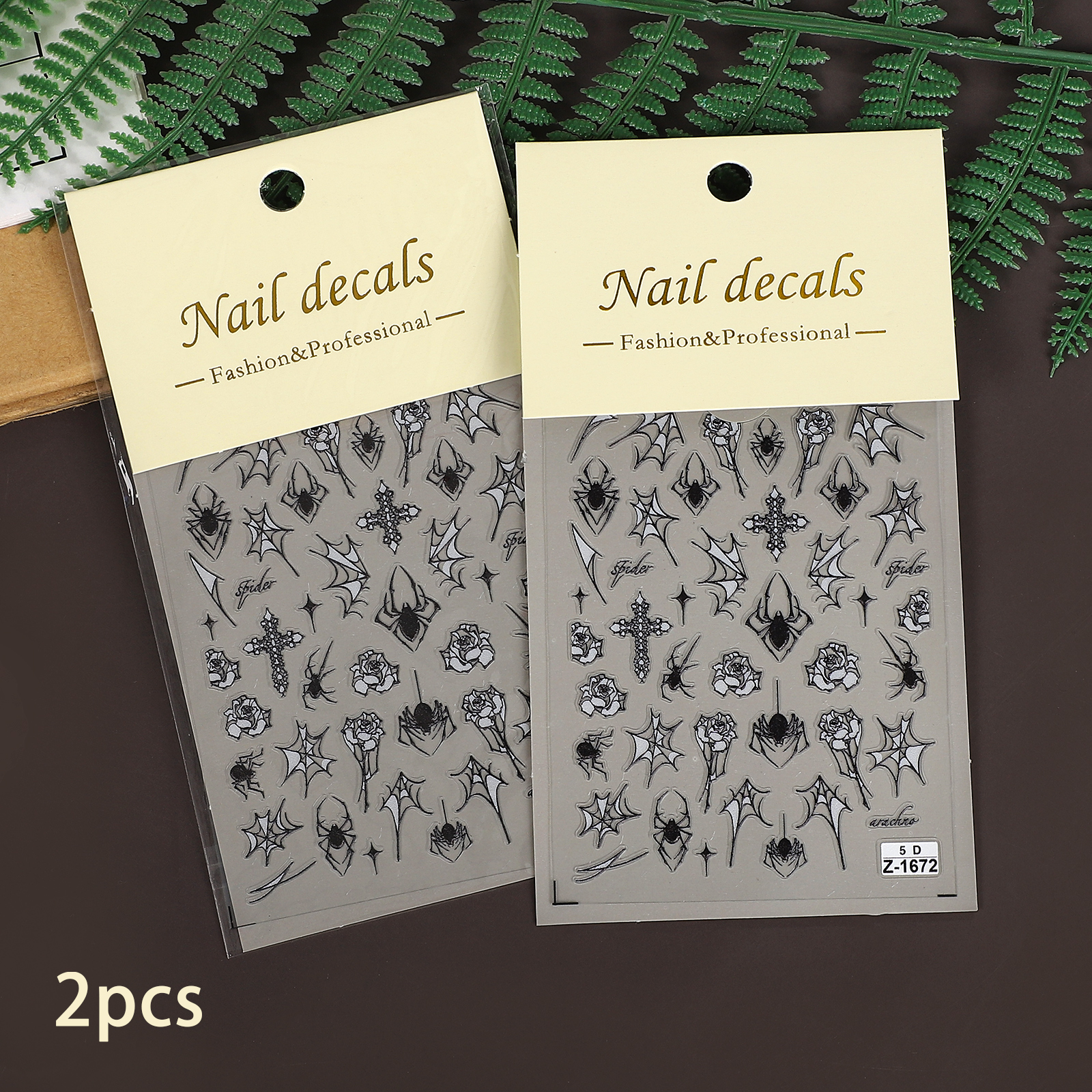 PET Sticker - 2 Pcs/set Vintage 5D Dark Spider Webs Manicure 
