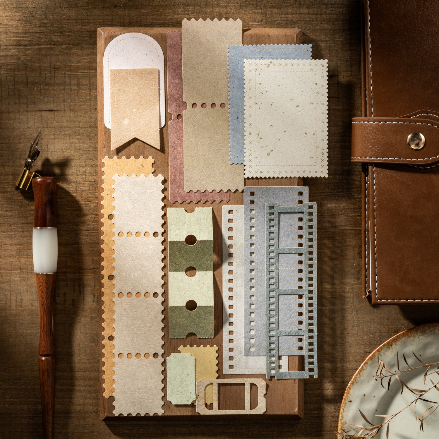 재질 용지 - 인터리프 화이트 컬렉션 시리즈 빈티지 할로우 필름 라벨