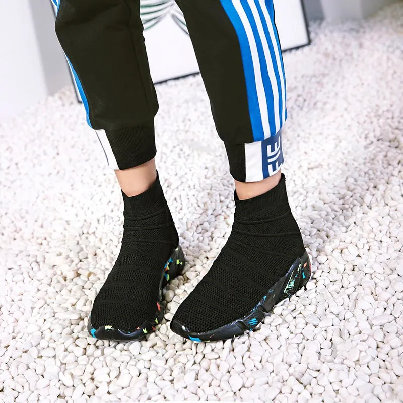 MWY Socks Flats Shoes Women Breathable Air Mesh Sneakers Zapatillas Mujer Deportiva Stretch Fabric Casual Shoes Walking Shoes