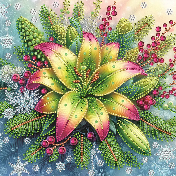 Lily Flower 30*30cm(canvas) Special Shaped Drill Diamond Painting gbfke