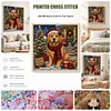 Holiday Pup 11CT 3 Strands DIY Stamped Cross Stitch Kit for Adults 45x45cm