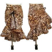 Standawon Leopard Print Women Classic Latin Dance Costumes Asymmetrical Ruffle Mermaid Skirt Lady Salsa Chacha Tango Rumba Dress