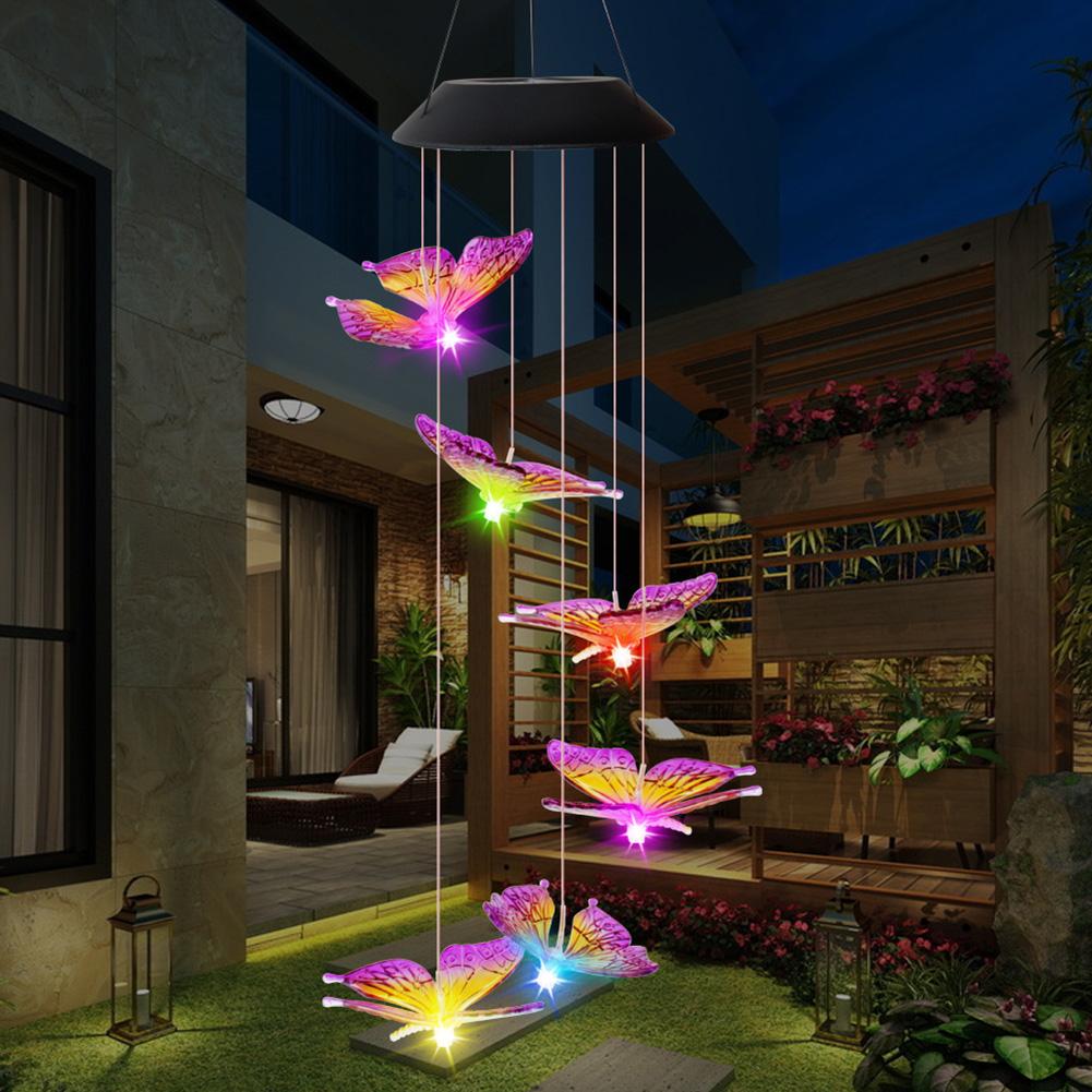 

6LED Solar Light IP65 Butterfly Wind Chime Lamp Outdoor Garden Yard Decor, 501 Original