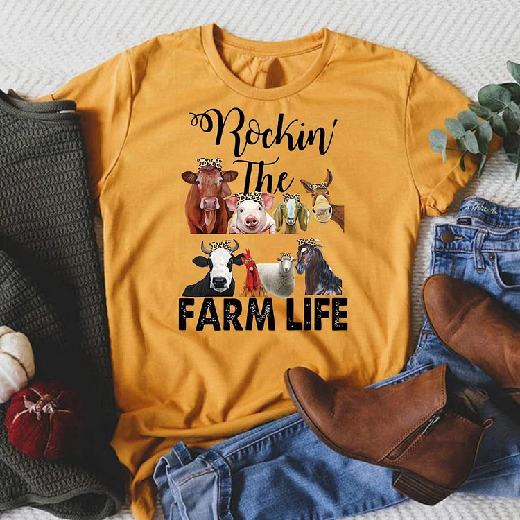 Farm Life Round Neck T-shirt-0018844