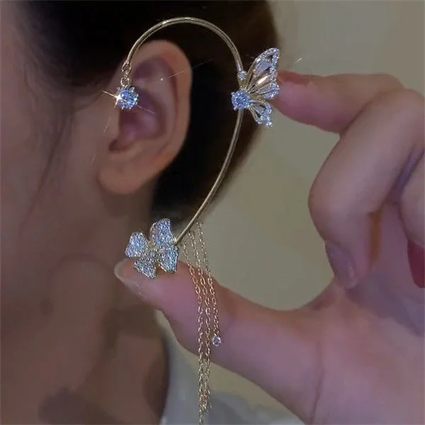 Zircon Flower Butterfly Ear Clip💝Become a more shining self💖
