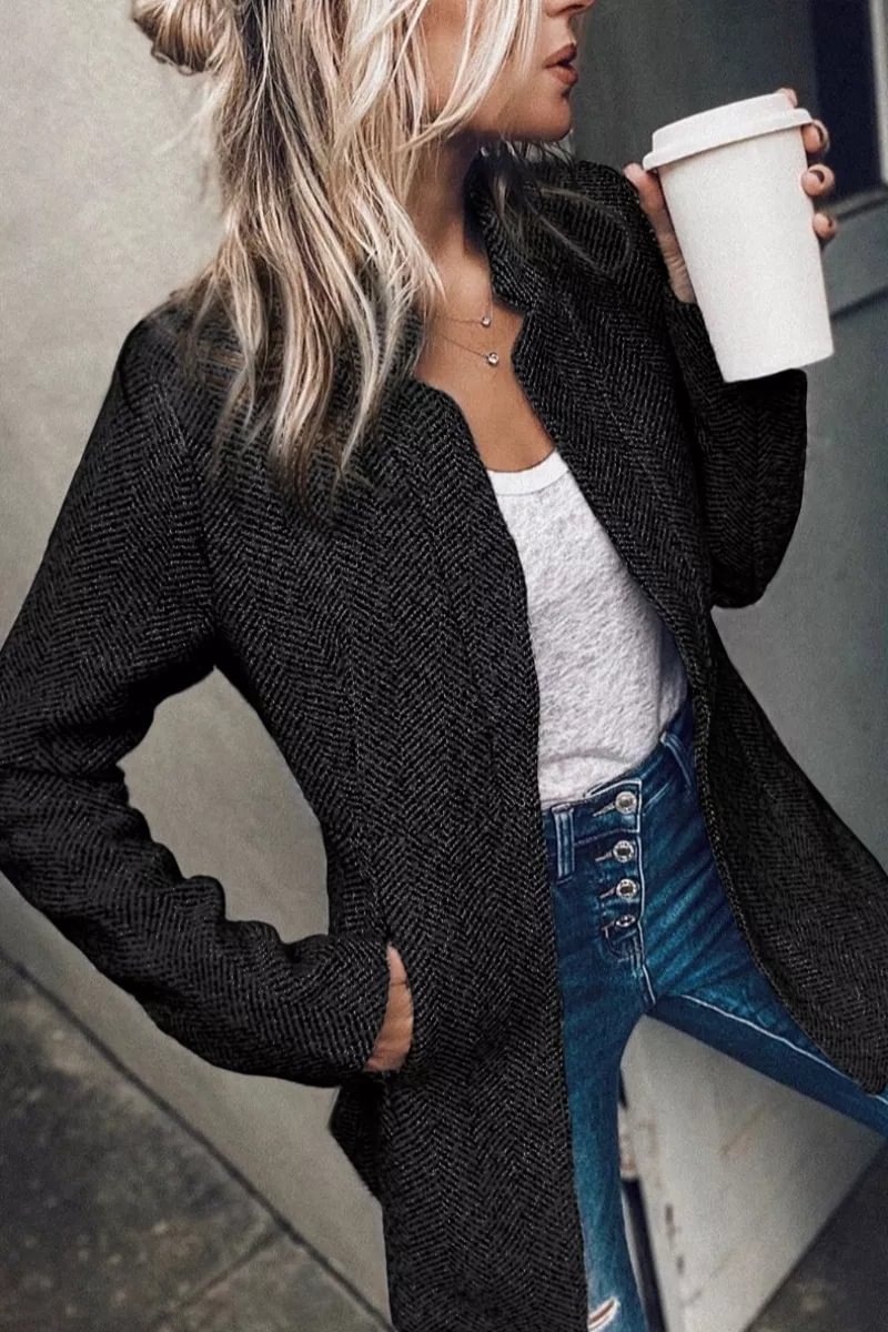Winter Thicker Short-Lined Tweed Cardigan
