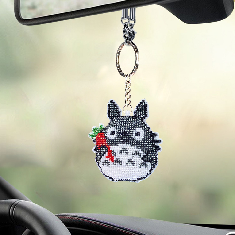 DIY Cross Stitch Key Chain Fortune Cat Embroidery Bead Bag Pendant