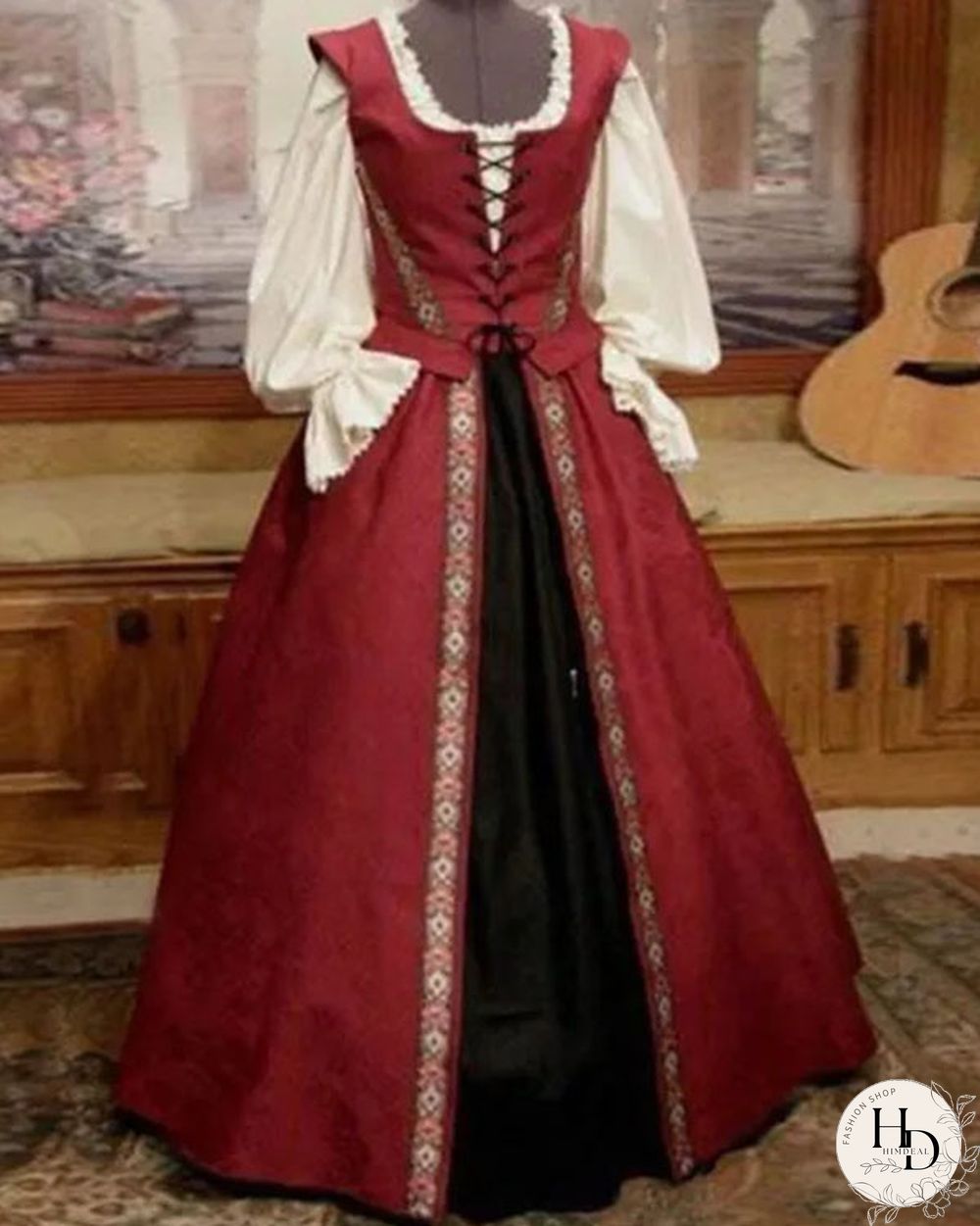 Halloween Square Neck Waisted Big Swing Dress