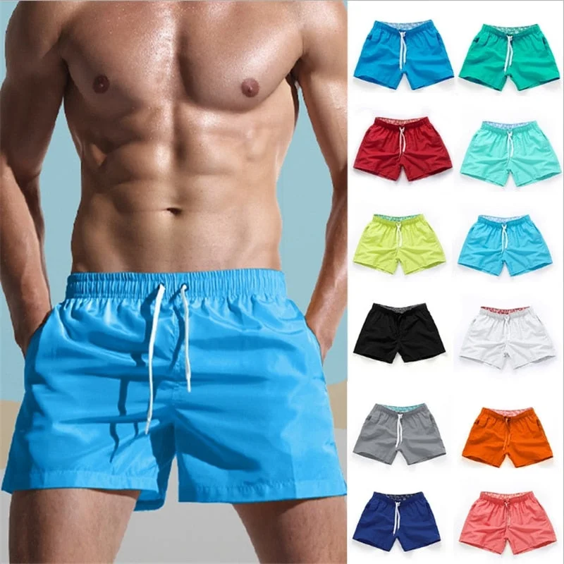 Inongge New Swimwear Men Swimsuit Pocket Swimming Shorts Men Swim Trunks Summer Bathing Beach Wear Surf Sports Shorts de praia homen