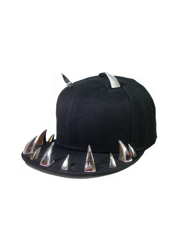 Punk Statement Rivets Decoration Color Block Baseball Hat