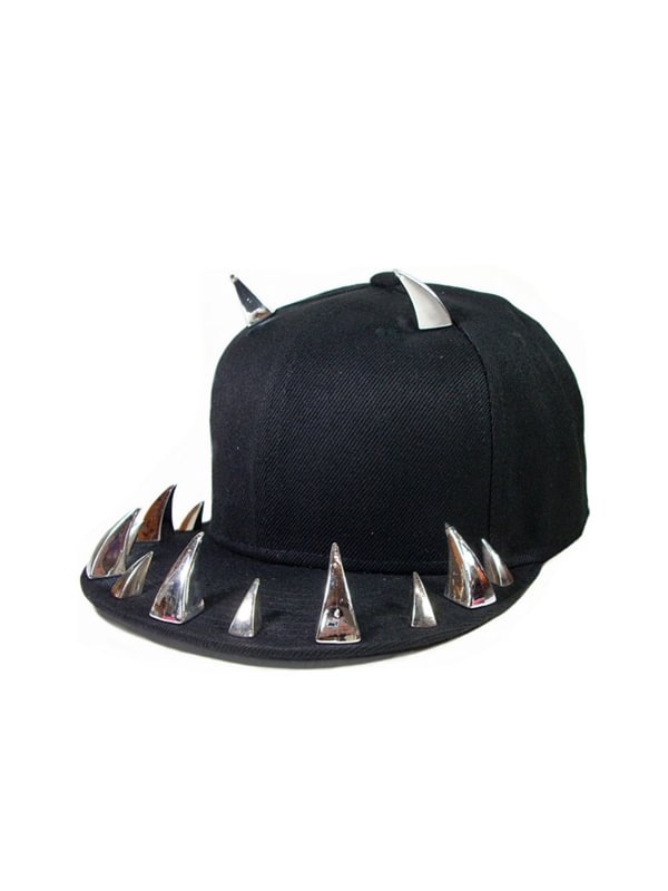 Punk Statement Rivets Decoration Color Block Baseball Hat