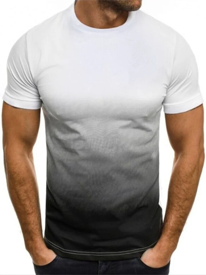 Summer Men's Casual Sports T-shirt Fashion Gradient Color Round Neck Short-sleeved Men's Sweatshirt S,M,L,XL,XXL,XXXL | 168DEAL