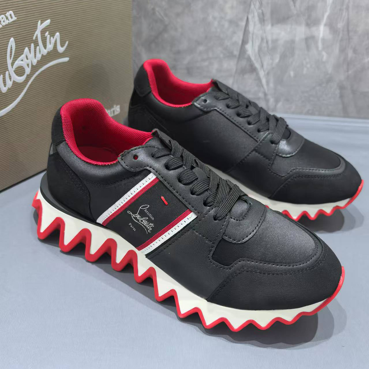 Gentleman's Red Bottom Sneakers Polyester Round Toe Couples Sneakers -vocosishoes