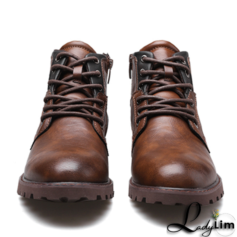 Black Vintage Split Joint Cross Straps Round Leather Shoes