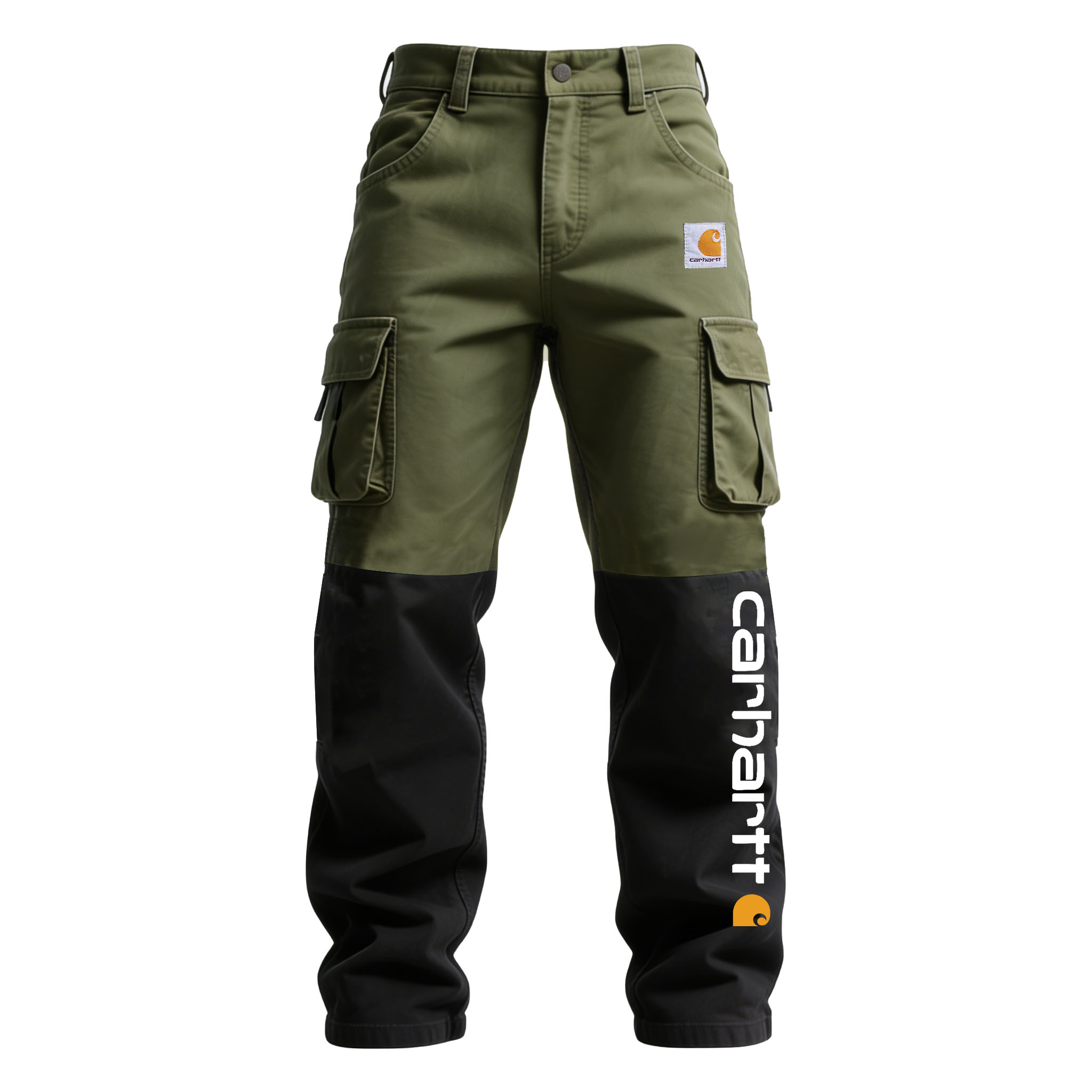 Men's Vintage Outdoor Military Green Black Workwear Cargo Pants
