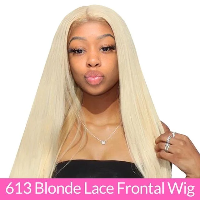 Straight Honey Blonde Lace Front Human Hair Wigs-elleschic