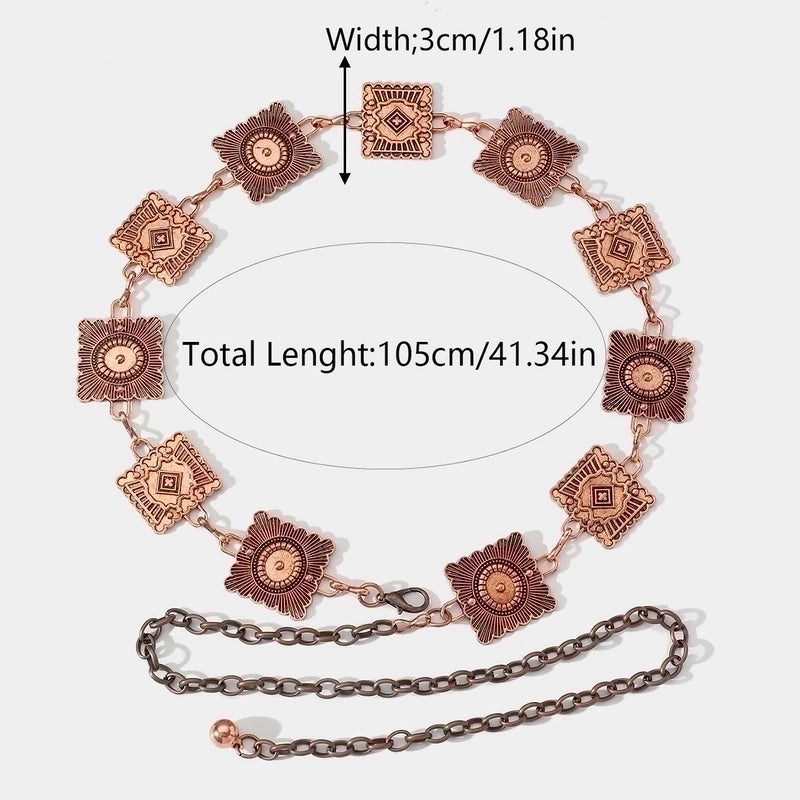 Ethnic Style Geometric Alloy Patchwork Turquoise Unisex Chain Belts