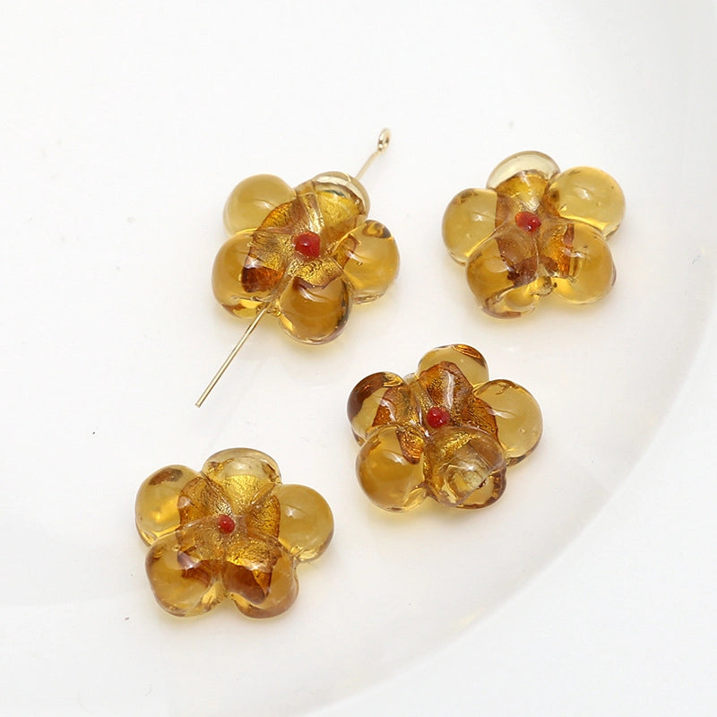 10 PCS/Package 14mm 19mm Glass Flower Jewelry Accessories