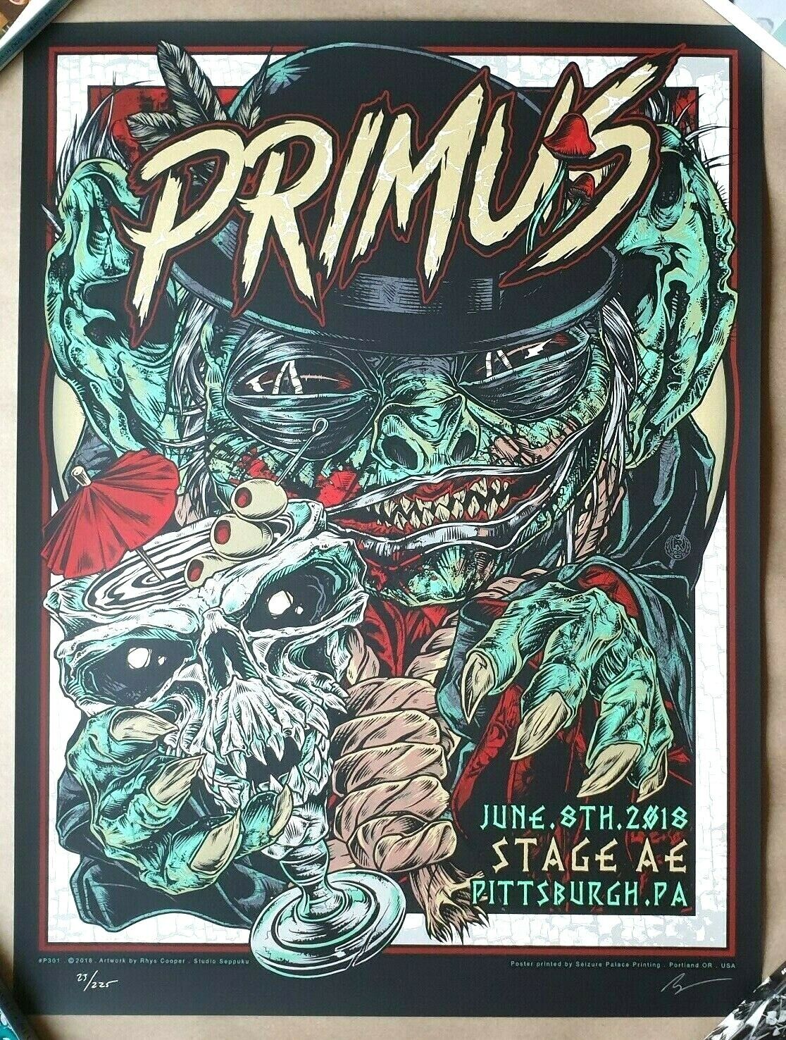 Rhys Cooper PRIMUS Pittsburgh '18 Gig Poster Screen Print /225 SIGNED