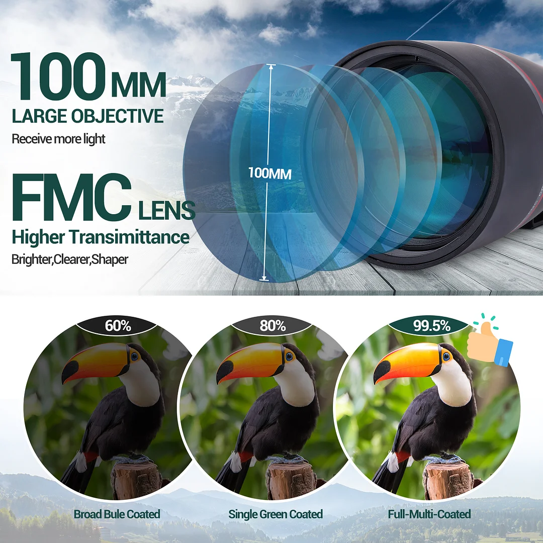 BEBANG Spotting Scope, 25-75x100 Spotting Scope with Tripod and Phone Adapter, Waterproof Spotting Scope for Bird Watching, Target Shooting, Hunting