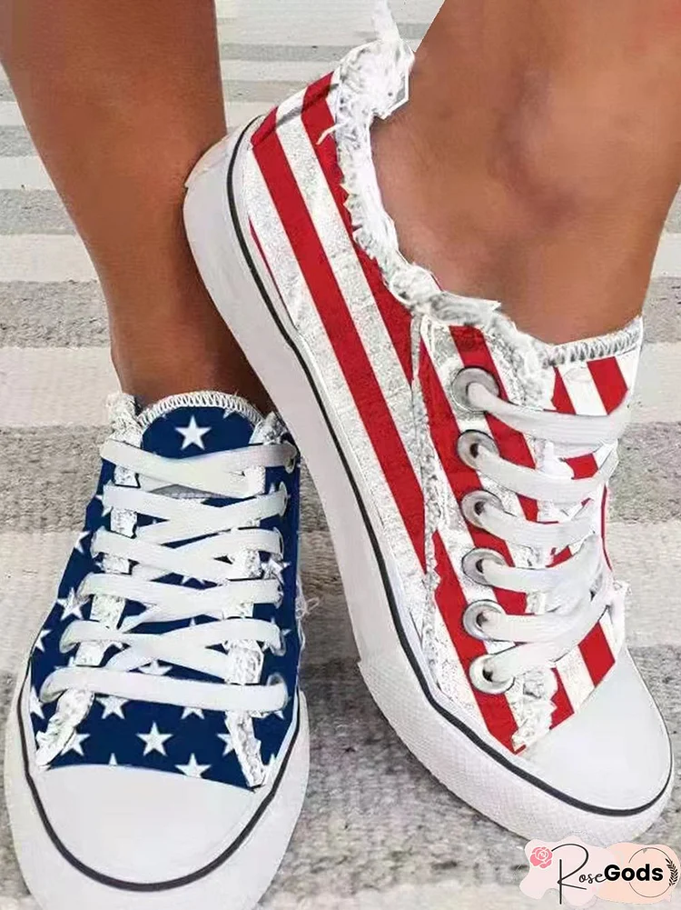 American Independence Day Flag Commemorative Canvas Shoes