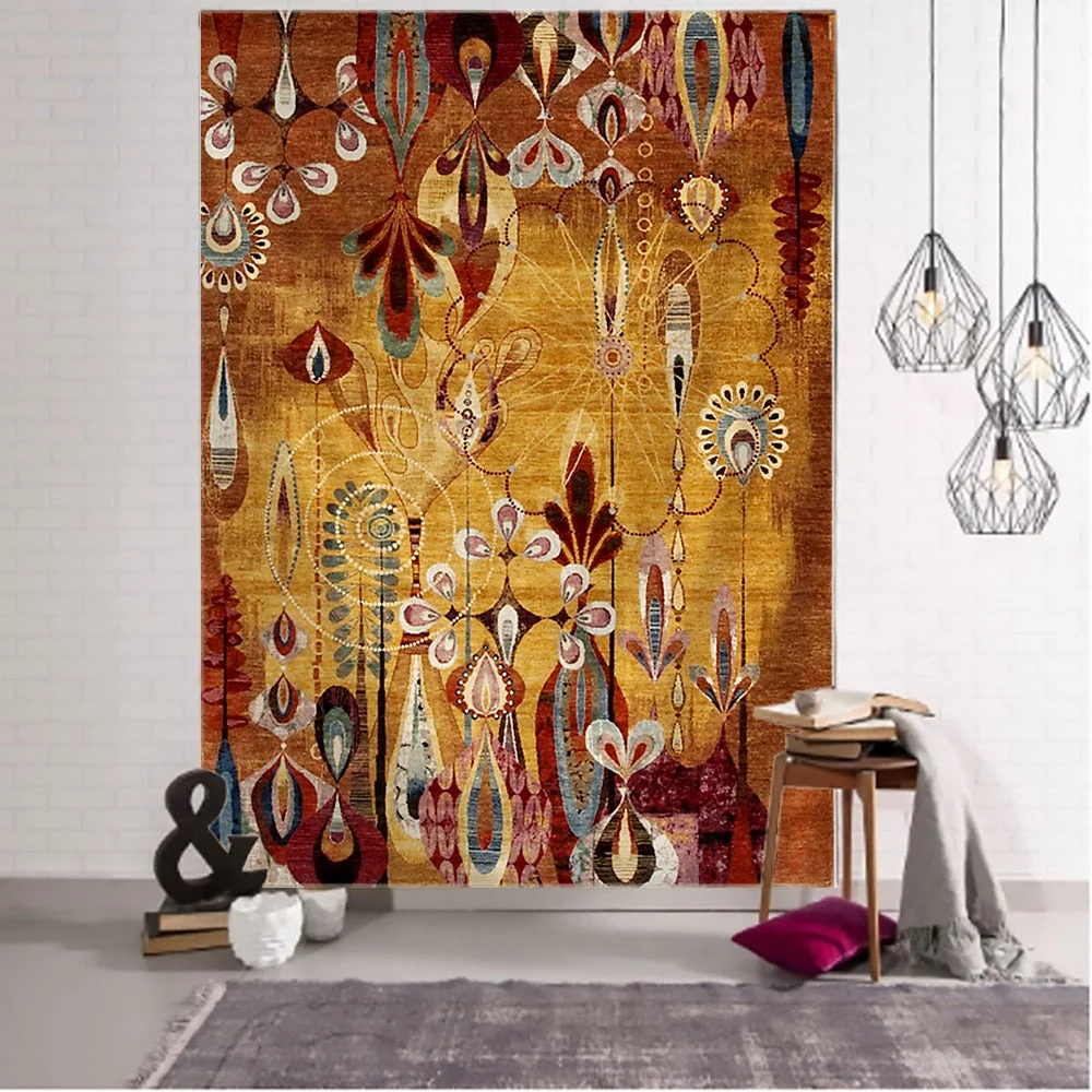 Antique Abstract Flower Illustration Tapestry Wall Hanging Bohemia Art Print Tapestry Room Home Decoration