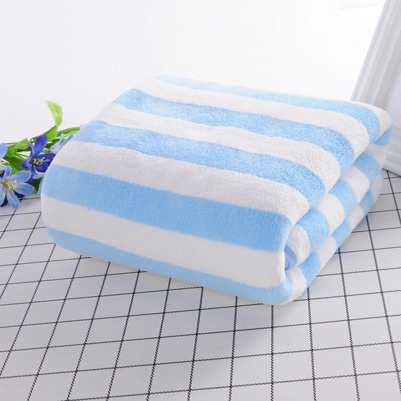 Hotel Beauty Salon Quick-drying Beach Towel Household Soft Absorbent Face Towel Striped Coral Fleece Bath Towel