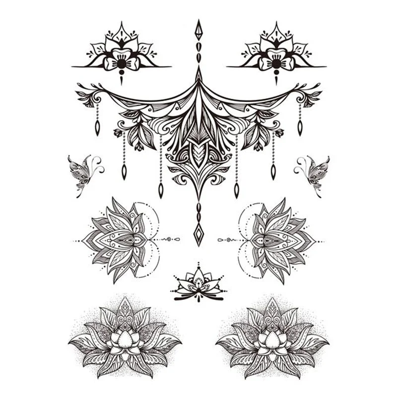 Temporary Tattoo Stickers Sexy Rose Heart-shaped Wreath Fake Tatto Waterproof Tatoo Back Leg Arm Belly Big Size for Women Girl