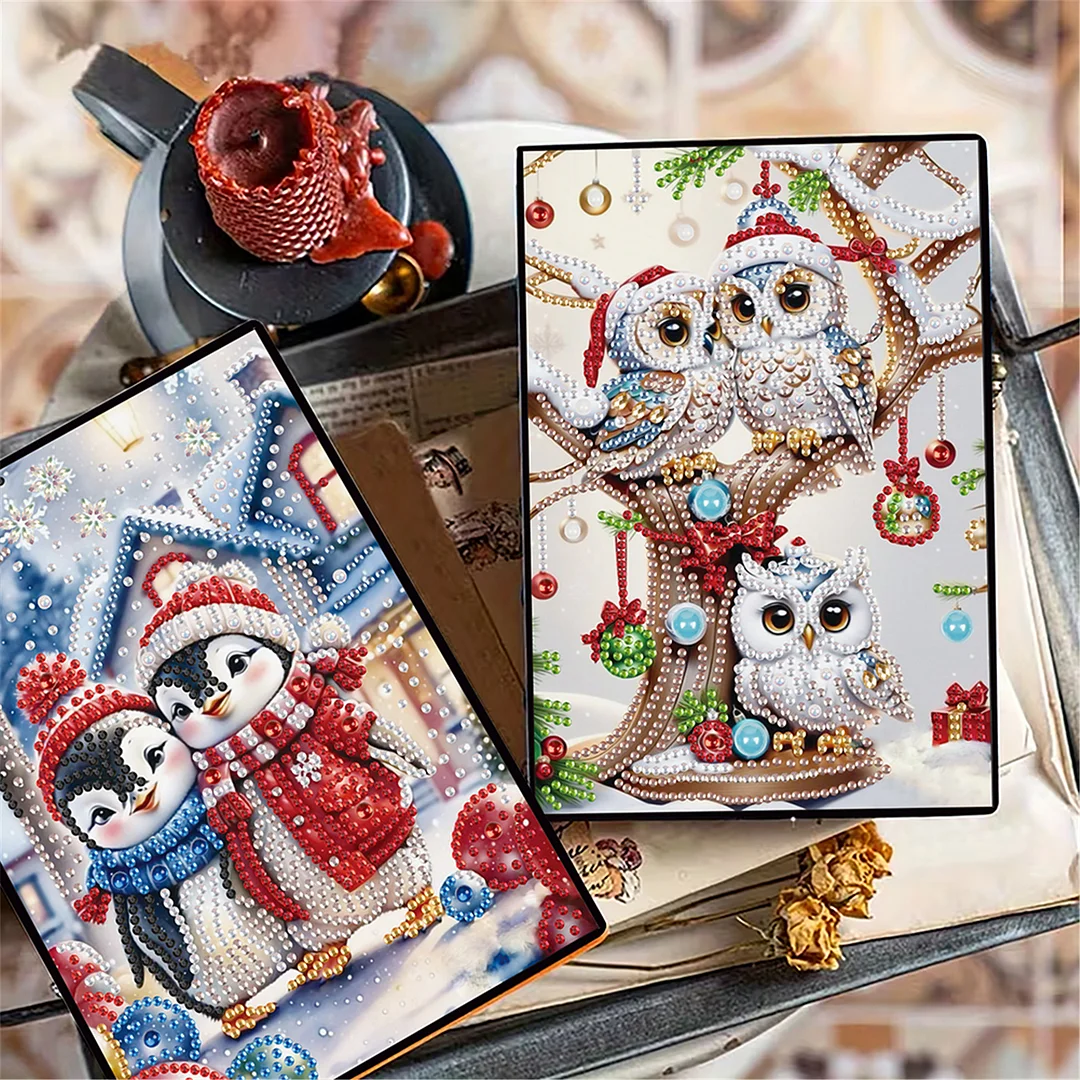 2pcs Animals Partial DIY 50 Pages A5 Diamond Painting Notebook for Study Home