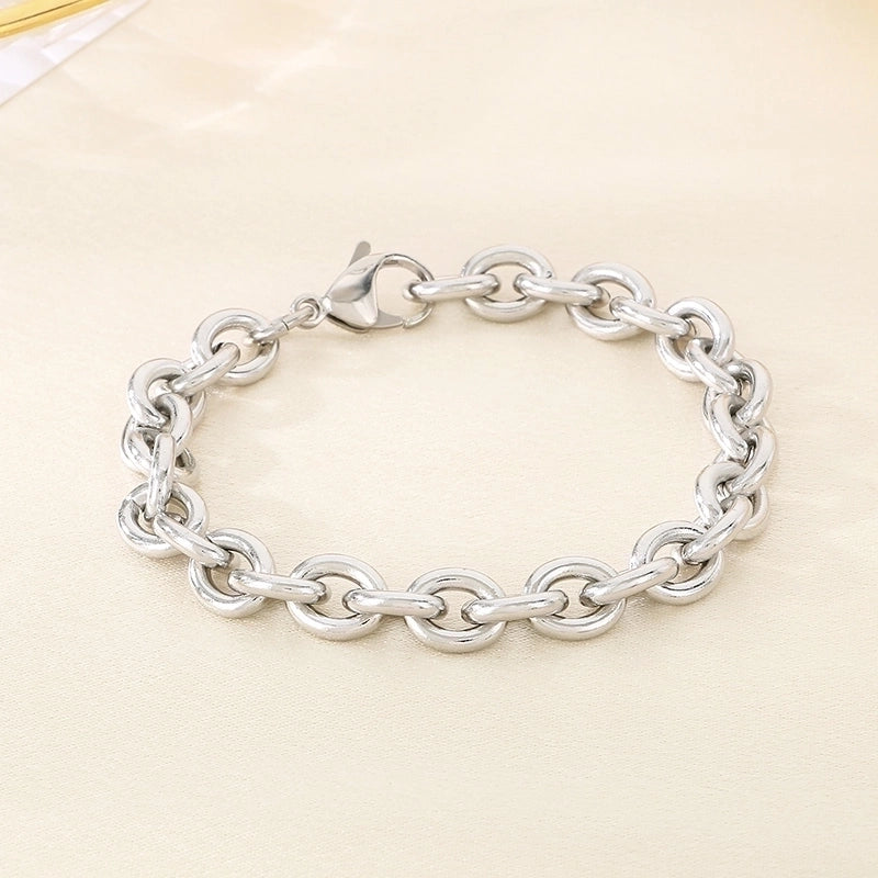 Minimalist Solid Color 304 Stainless Steel 18K Gold Plated Bracelets In Bulk